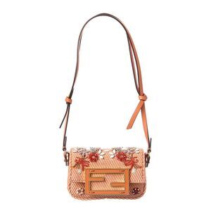 Fendi Baguette Nano Denim Charm, Orange